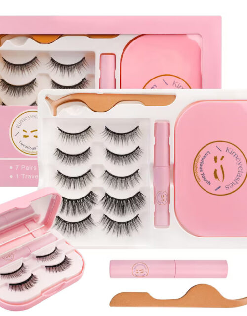 Magnetic Eyelashes and Eyeliner Kit Natural Look 3D 10D, Wispy, Cat Eye, Dramatic Lashes 7 Pairs with Travel Case Easy to Wear
